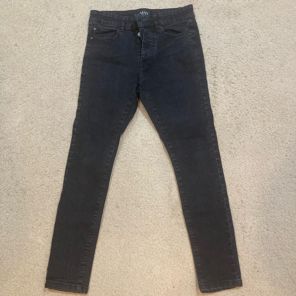 Men's boohooMan 30×30 Washed Black Super Skinny Jeans
